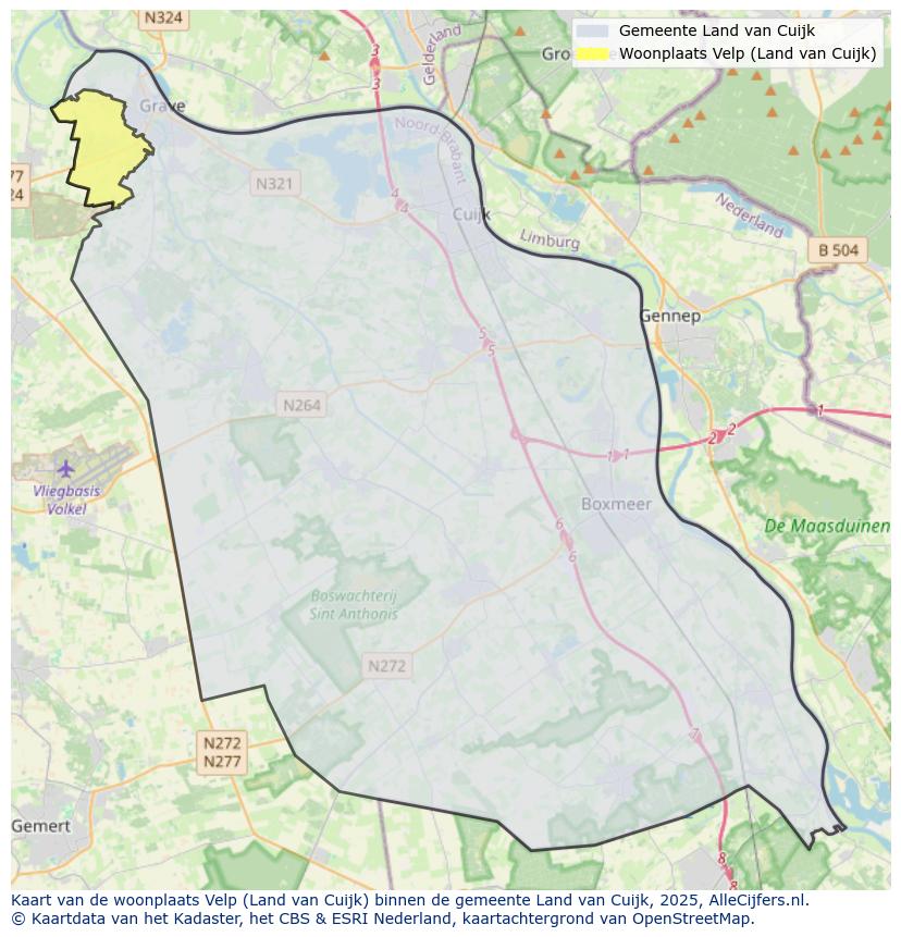 Afbeelding van de woonplaats Velp op de kaart.