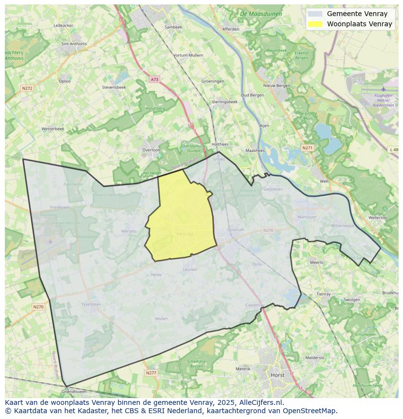Afbeelding van de woonplaats Venray op de kaart.