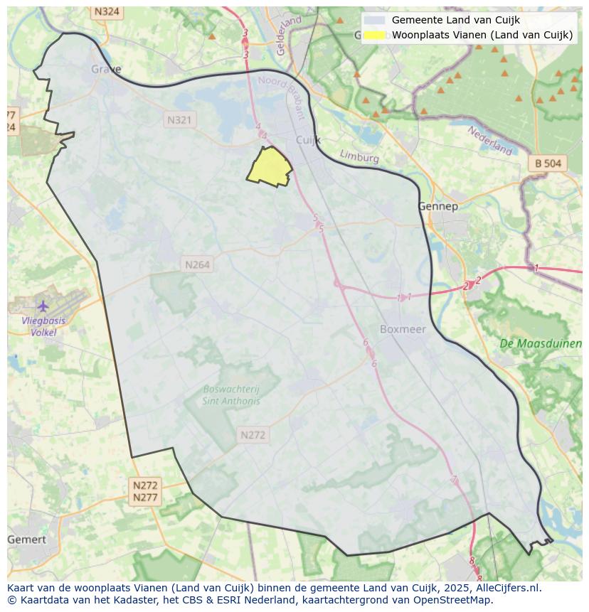 Afbeelding van de woonplaats Vianen op de kaart.