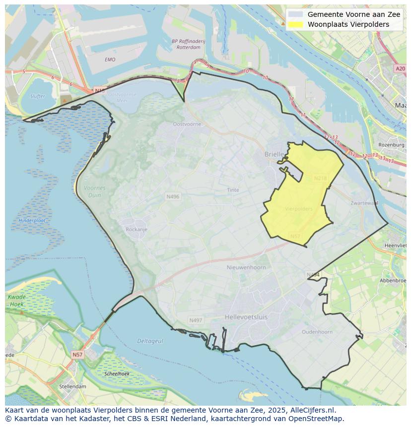 Afbeelding van de woonplaats Vierpolders op de kaart.