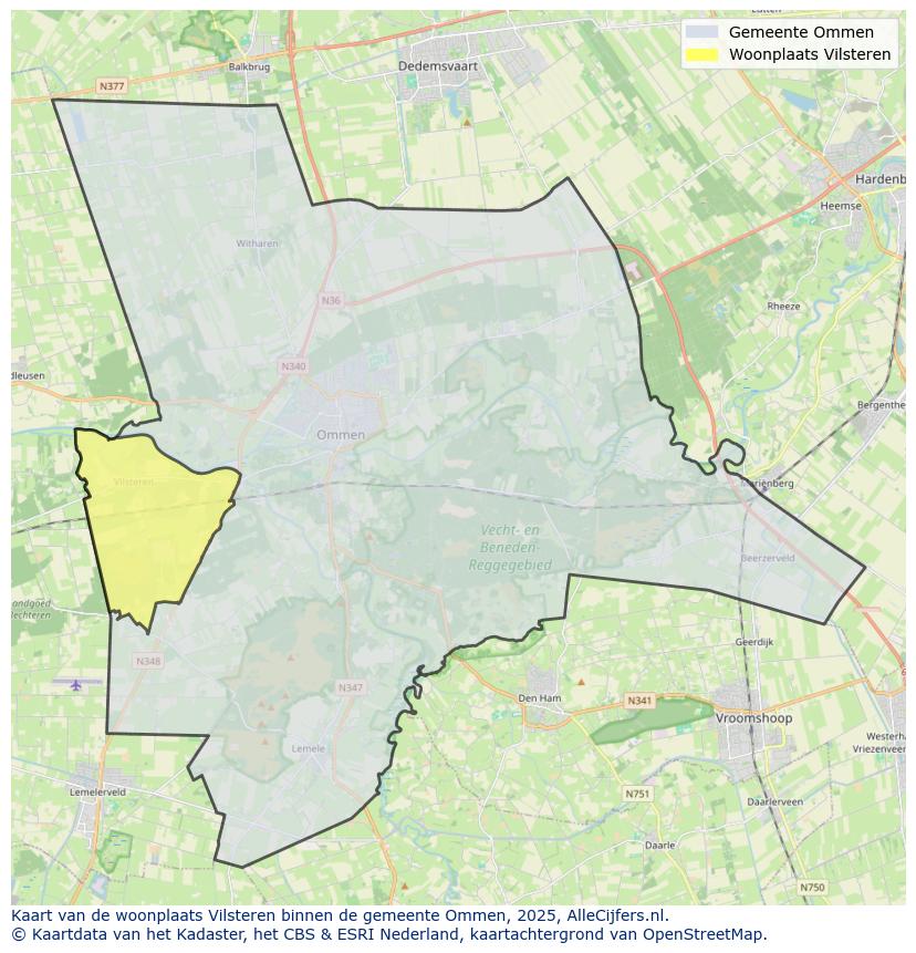 Afbeelding van de woonplaats Vilsteren op de kaart.