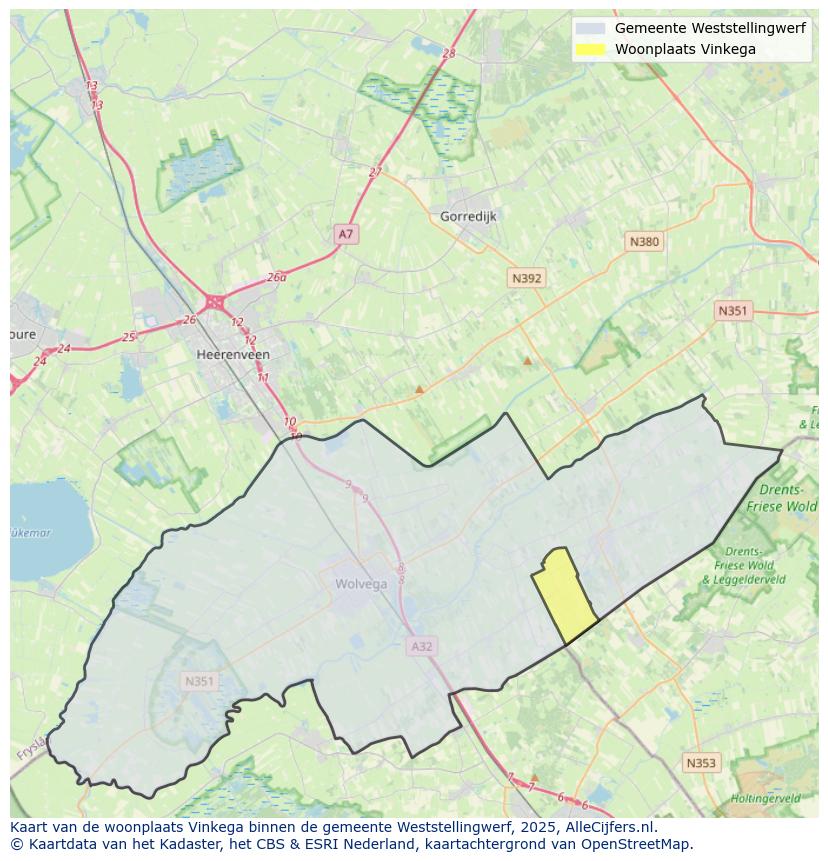 Afbeelding van de woonplaats Vinkega op de kaart.