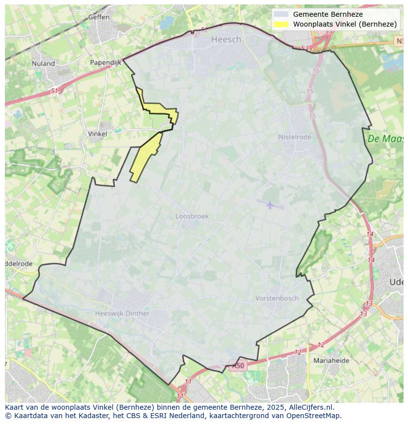 Afbeelding van de woonplaats Vinkel op de kaart.