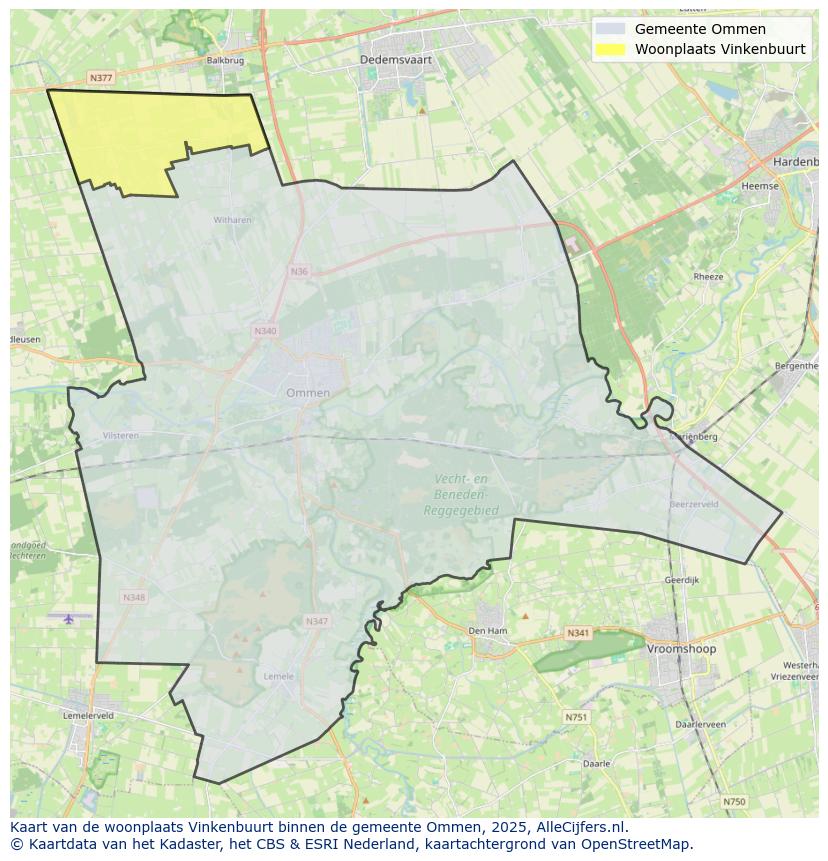 Afbeelding van de woonplaats Vinkenbuurt op de kaart.