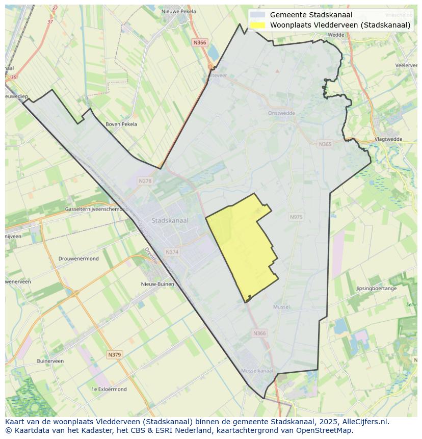 Afbeelding van de woonplaats Vledderveen op de kaart.