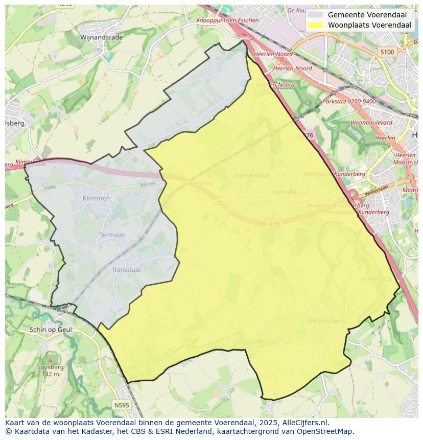 Afbeelding van de woonplaats Voerendaal op de kaart.