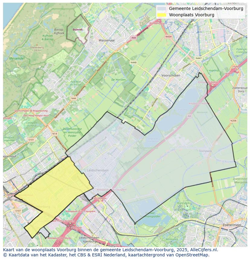 Afbeelding van de woonplaats Voorburg op de kaart.