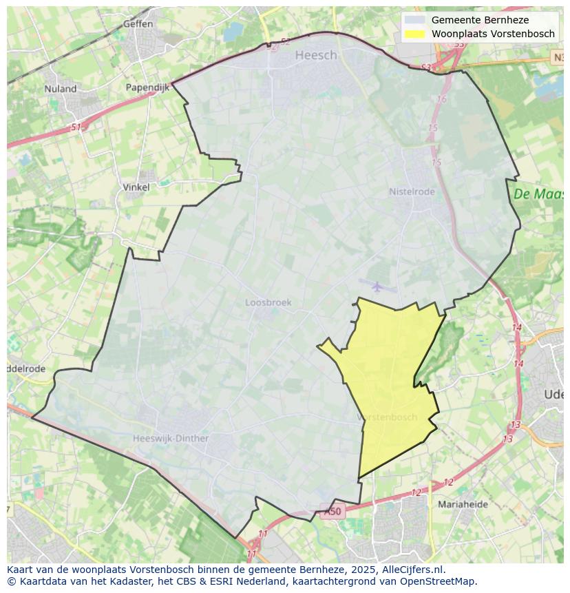 Afbeelding van de woonplaats Vorstenbosch op de kaart.