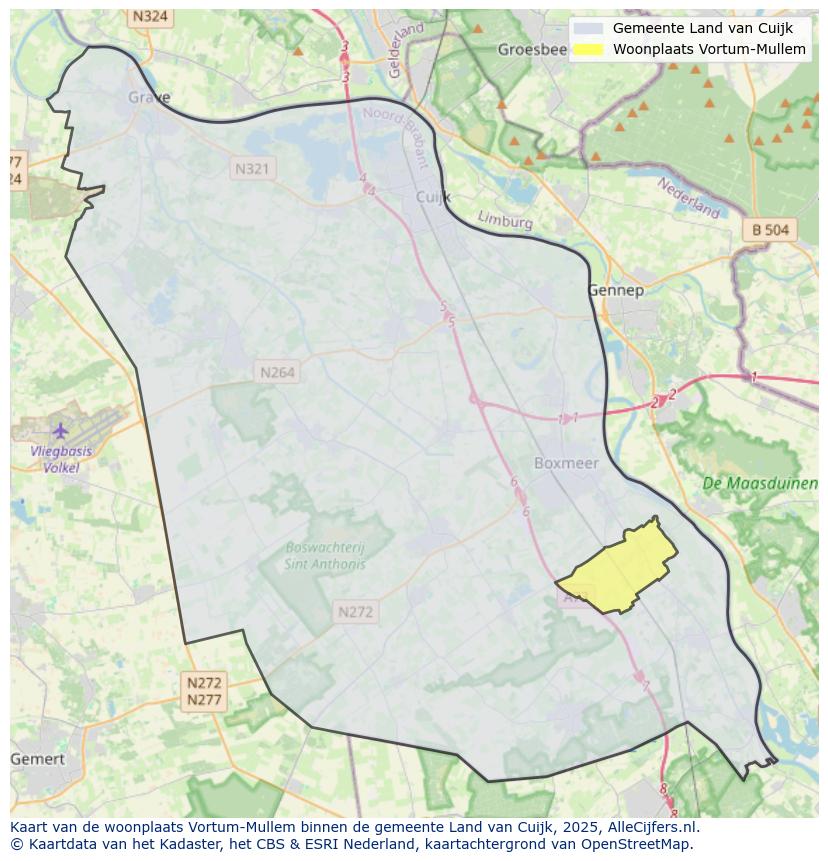 Afbeelding van de woonplaats Vortum-Mullem op de kaart.