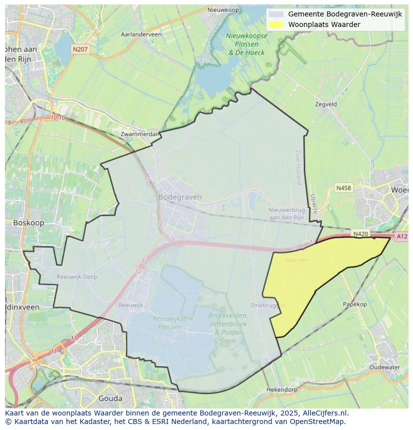 Afbeelding van de woonplaats Waarder op de kaart.