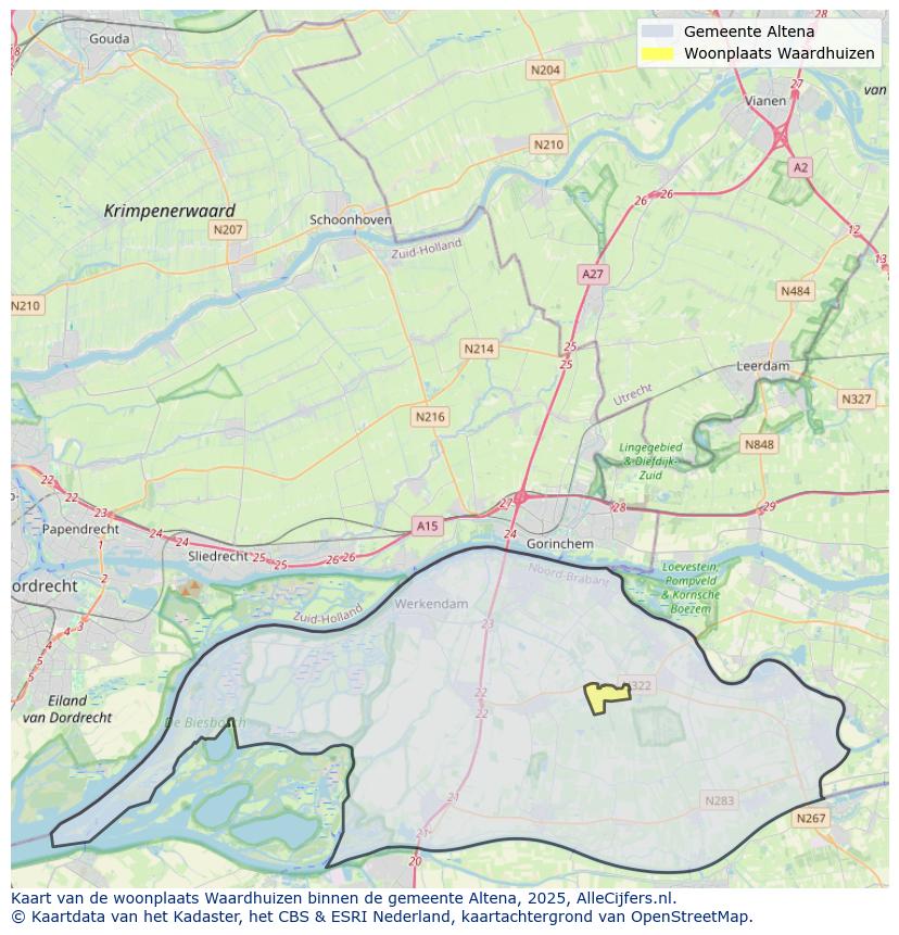 Afbeelding van de woonplaats Waardhuizen op de kaart.
