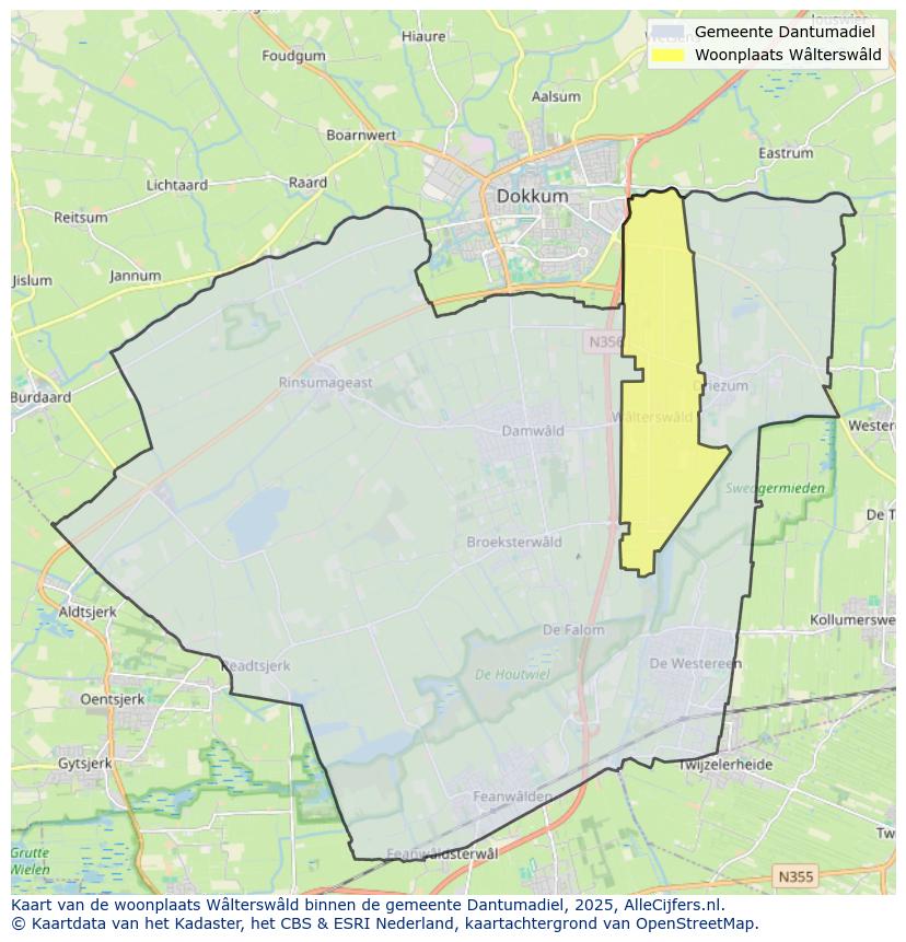 Afbeelding van de woonplaats Wâlterswâld op de kaart.