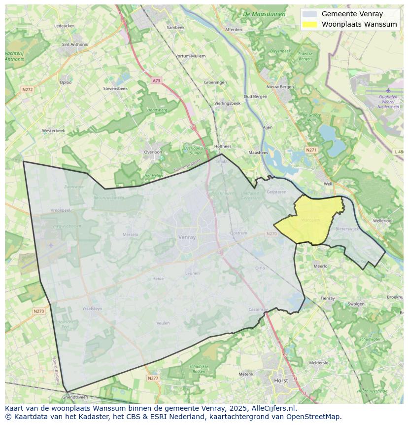 Afbeelding van de woonplaats Wanssum op de kaart.