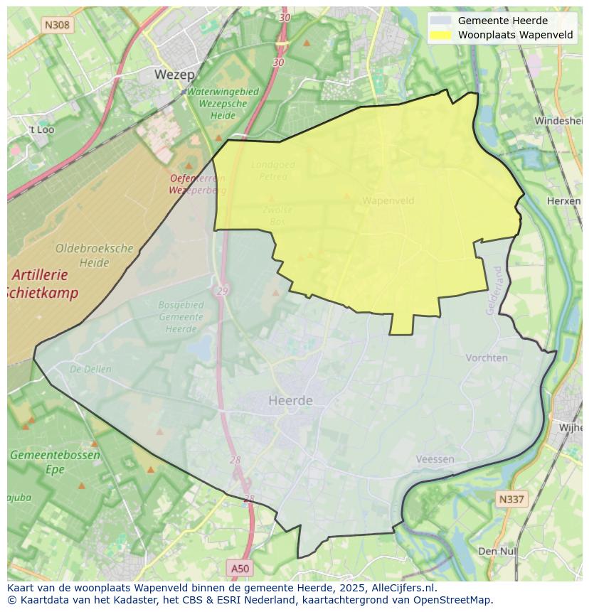 Afbeelding van de woonplaats Wapenveld op de kaart.