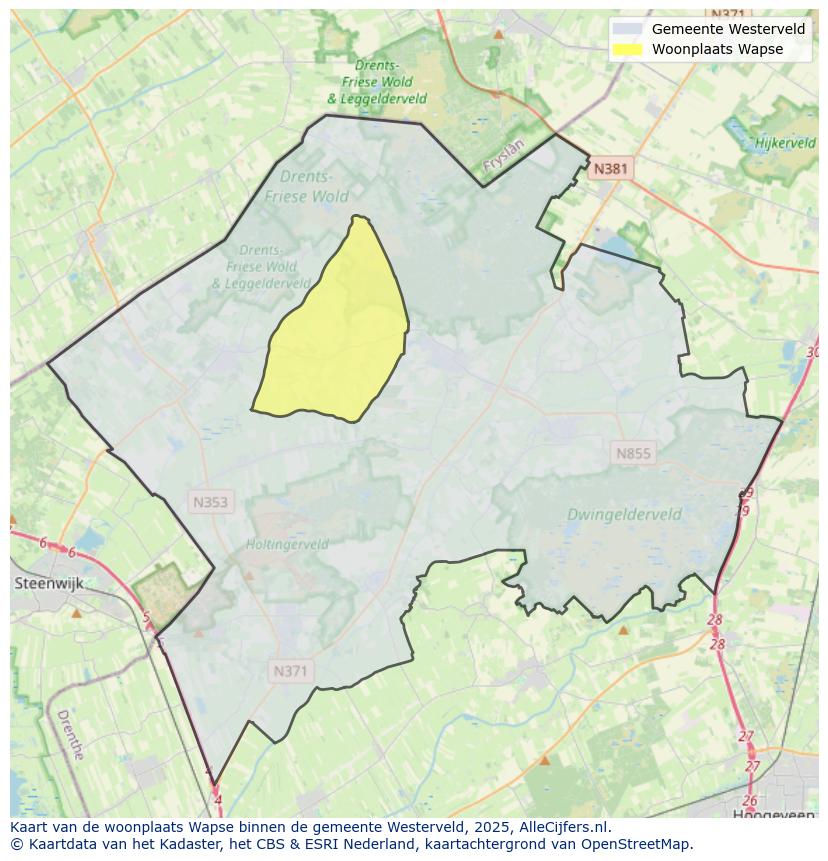 Afbeelding van de woonplaats Wapse op de kaart.