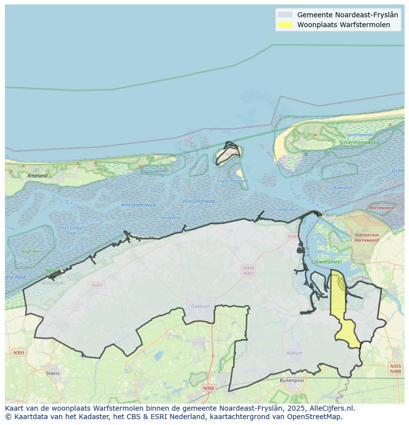 Afbeelding van de woonplaats Warfstermolen op de kaart.