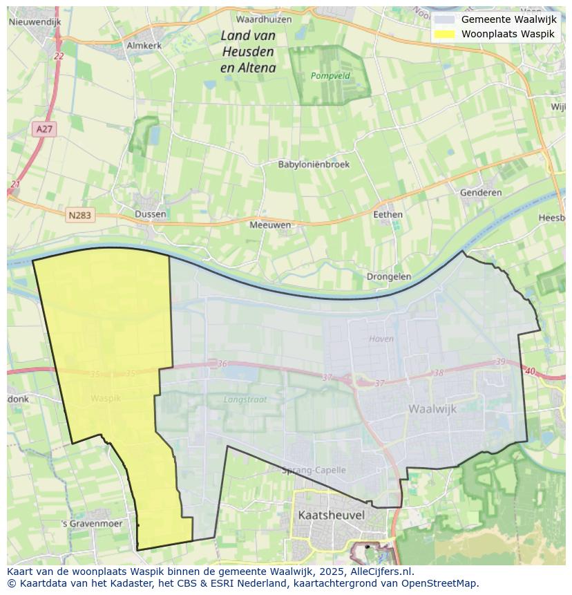 Afbeelding van de woonplaats Waspik op de kaart.