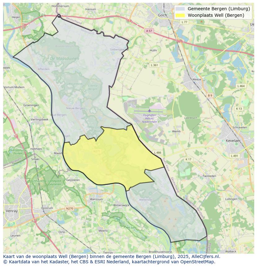 Afbeelding van de woonplaats Well op de kaart.