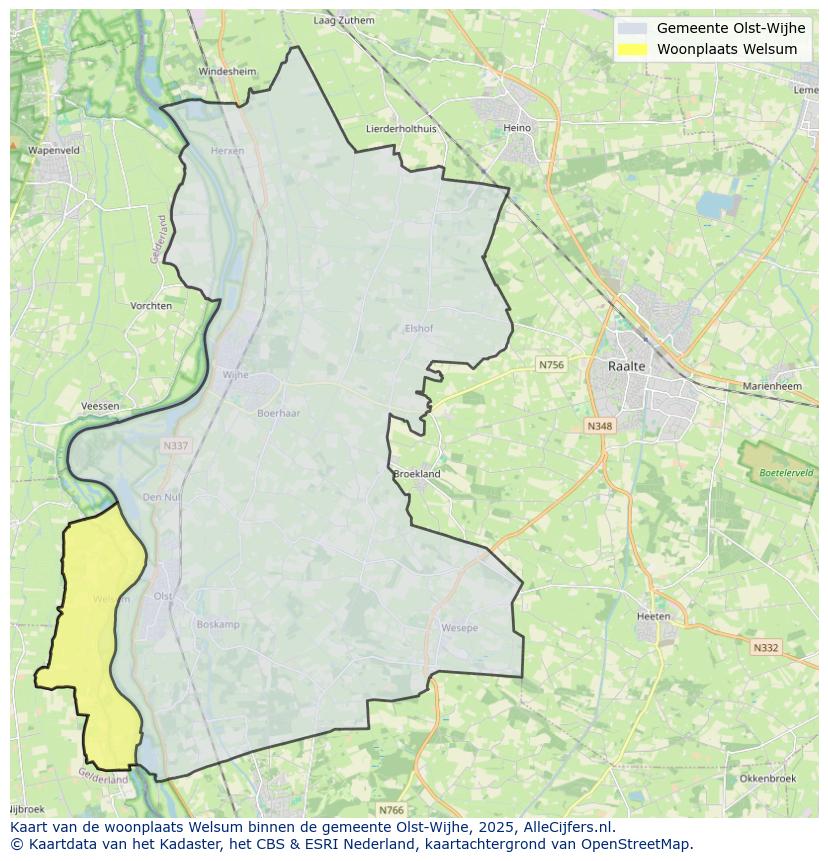 Afbeelding van de woonplaats Welsum op de kaart.
