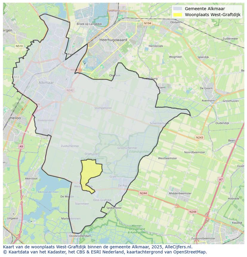 Afbeelding van de woonplaats West-Graftdijk op de kaart.