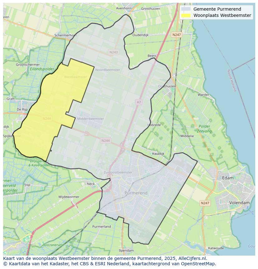 Afbeelding van de woonplaats Westbeemster op de kaart.