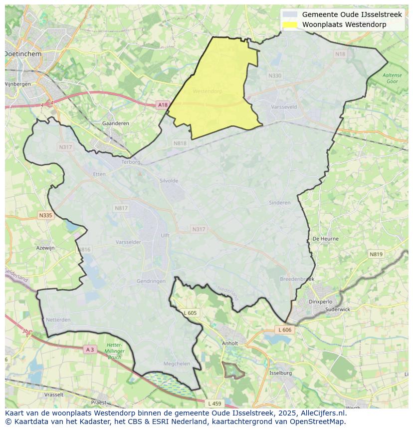 Afbeelding van de woonplaats Westendorp op de kaart.