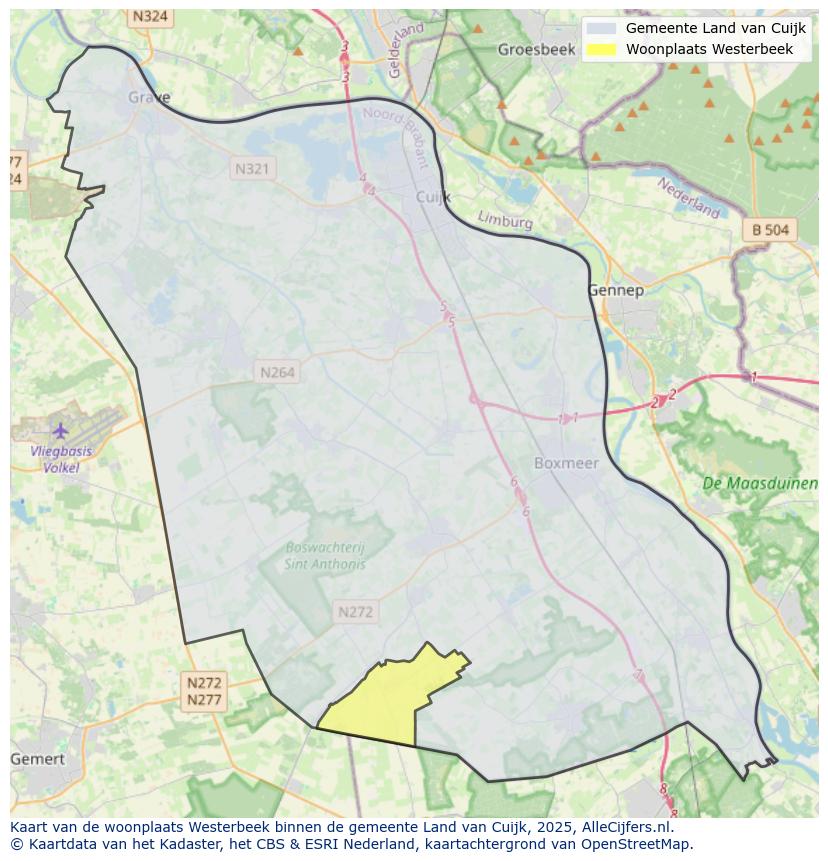 Afbeelding van de woonplaats Westerbeek op de kaart.