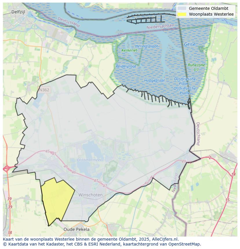 Afbeelding van de woonplaats Westerlee op de kaart.