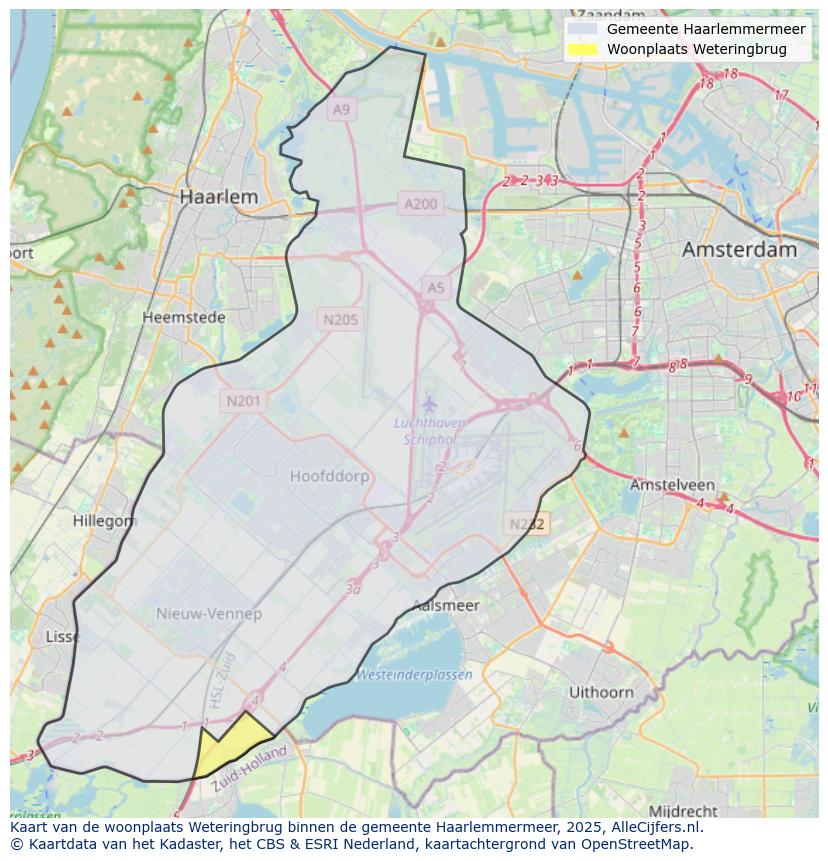 Afbeelding van de woonplaats Weteringbrug op de kaart.