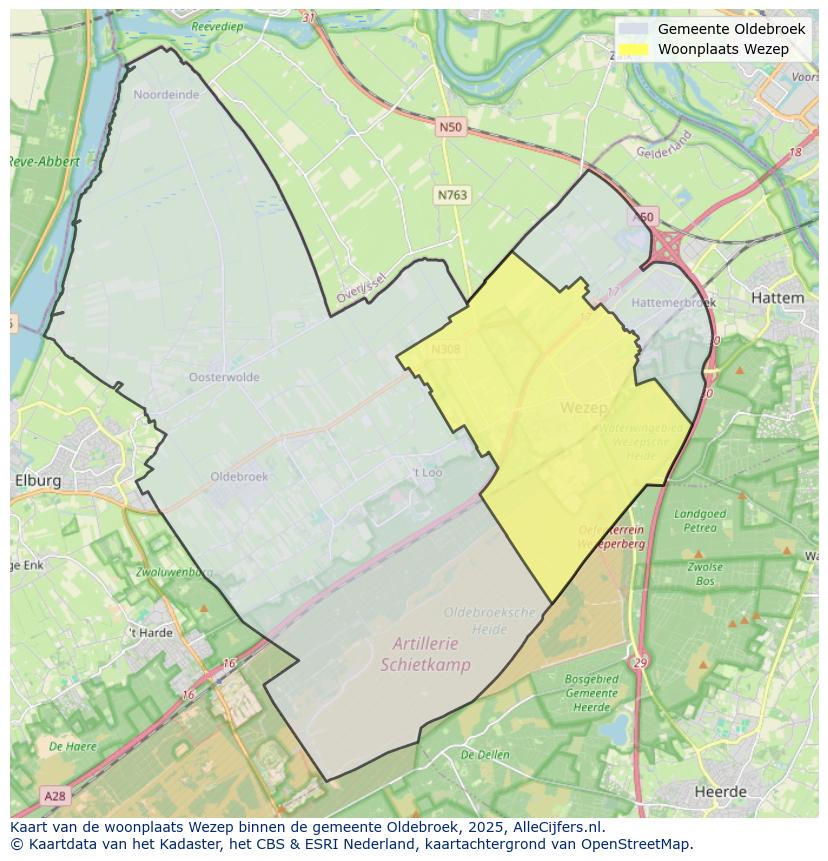 Afbeelding van de woonplaats Wezep op de kaart.