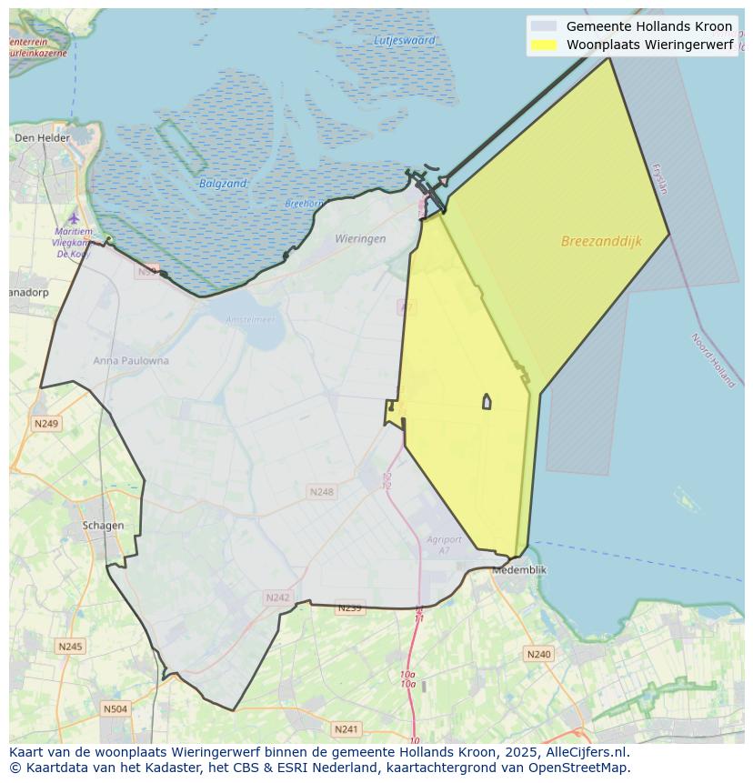 Afbeelding van de woonplaats Wieringerwerf op de kaart.