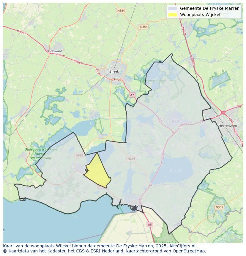 Afbeelding van de woonplaats Wijckel op de kaart.