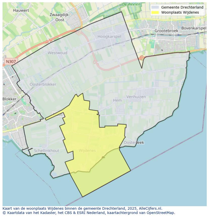 Afbeelding van de woonplaats Wijdenes op de kaart.