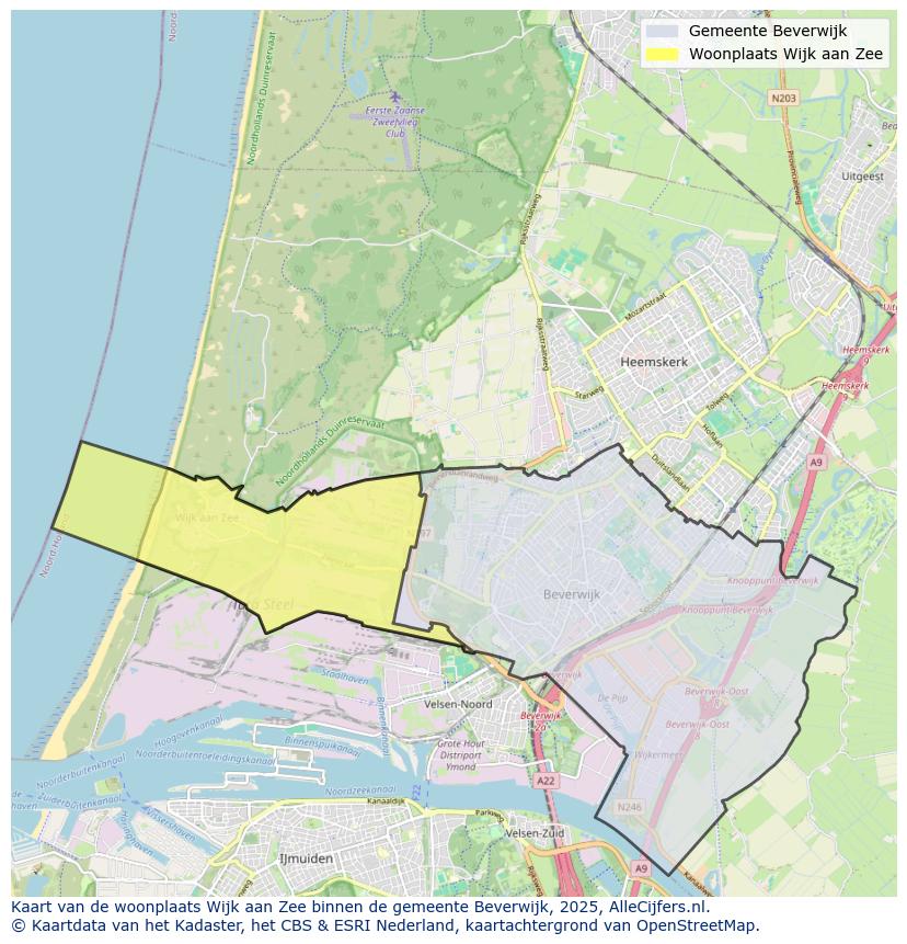 Afbeelding van de woonplaats Wijk aan Zee op de kaart.
