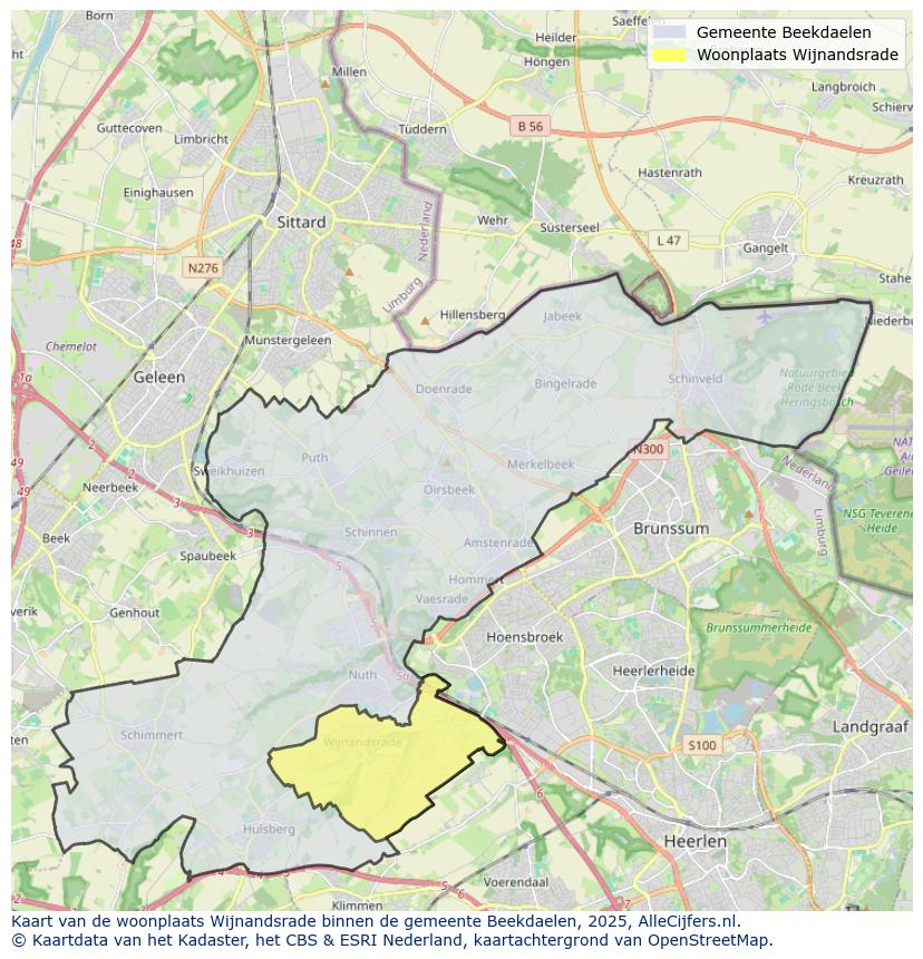 Afbeelding van de woonplaats Wijnandsrade op de kaart.