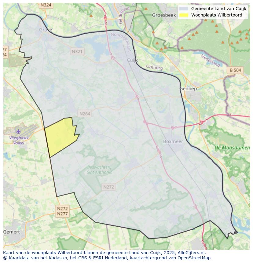 Afbeelding van de woonplaats Wilbertoord op de kaart.