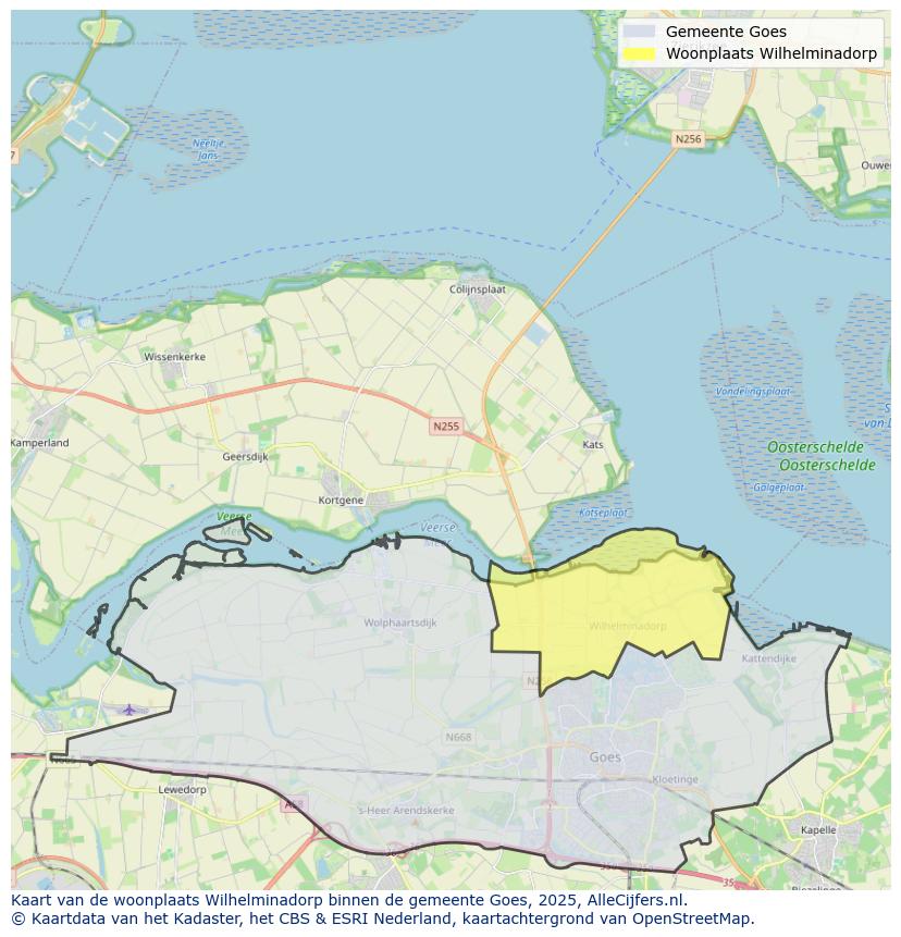 Afbeelding van de woonplaats Wilhelminadorp op de kaart.