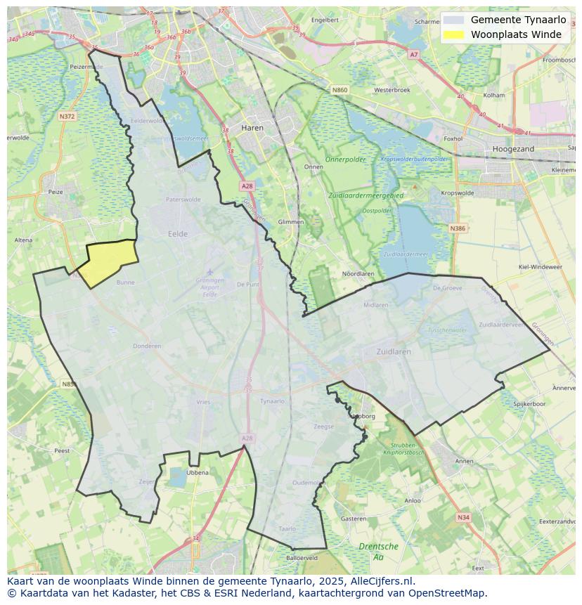 Afbeelding van de woonplaats Winde op de kaart.