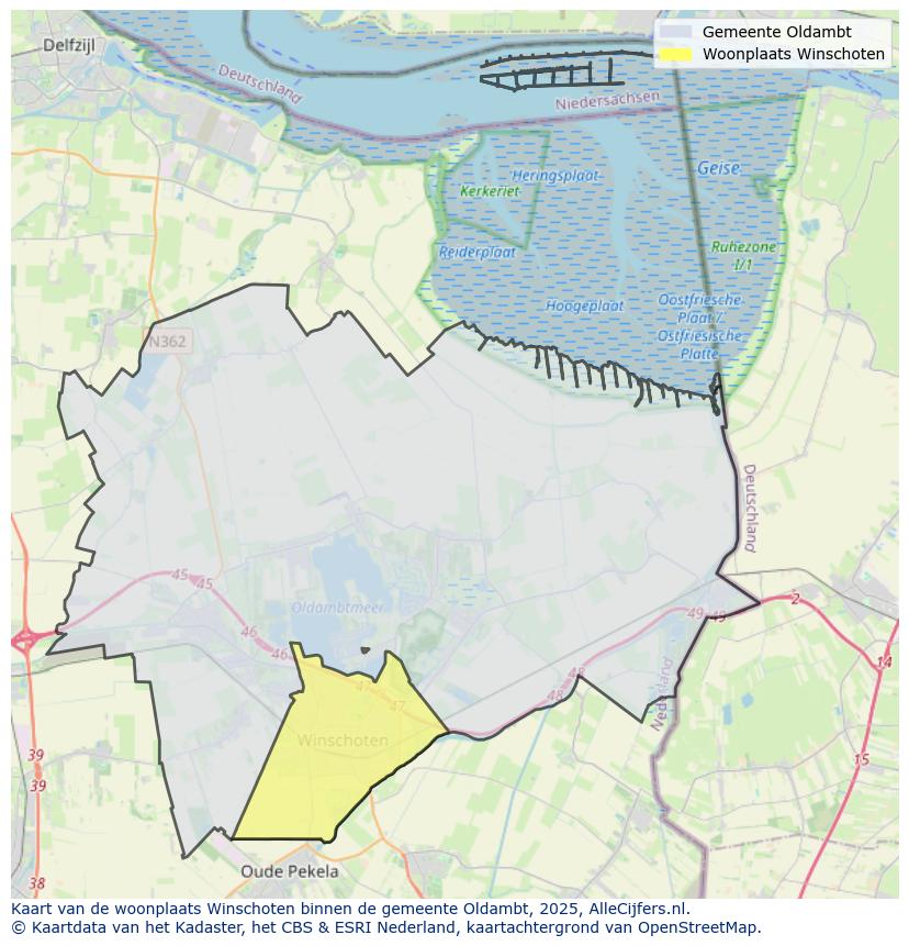 Afbeelding van de woonplaats Winschoten op de kaart.