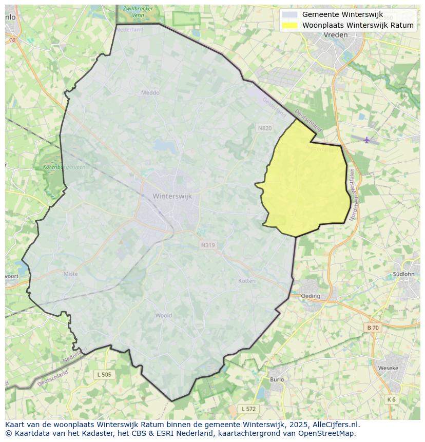 Afbeelding van de woonplaats Winterswijk Ratum op de kaart.