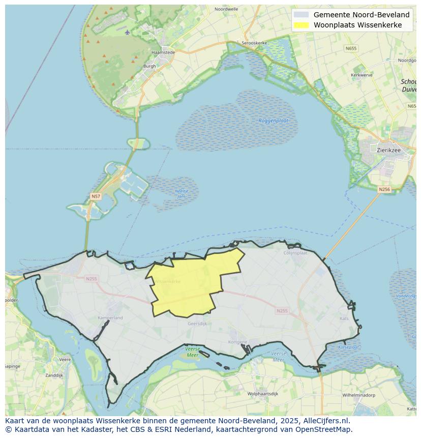 Afbeelding van de woonplaats Wissenkerke op de kaart.