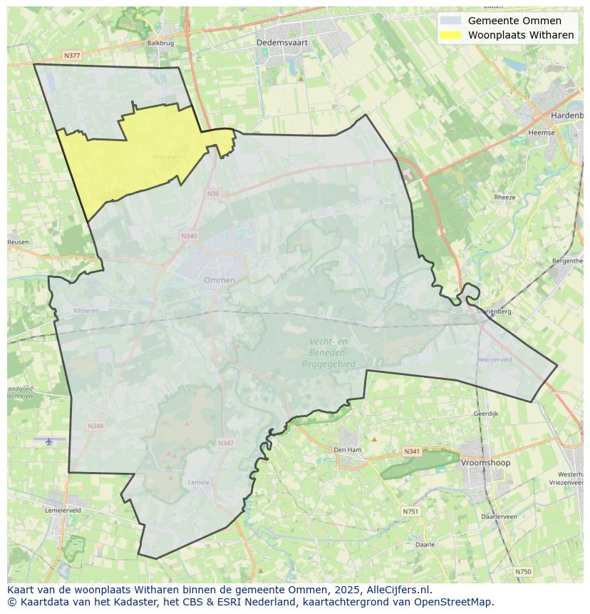 Afbeelding van de woonplaats Witharen op de kaart.