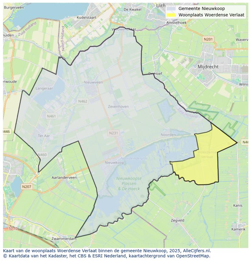 Afbeelding van de woonplaats Woerdense Verlaat op de kaart.