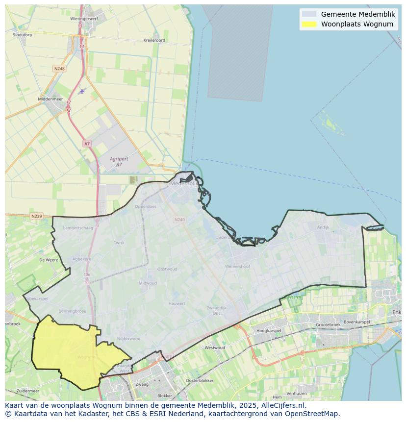 Afbeelding van de woonplaats Wognum op de kaart.