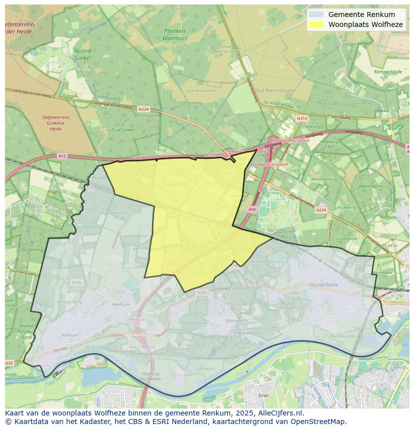 Afbeelding van de woonplaats Wolfheze op de kaart.