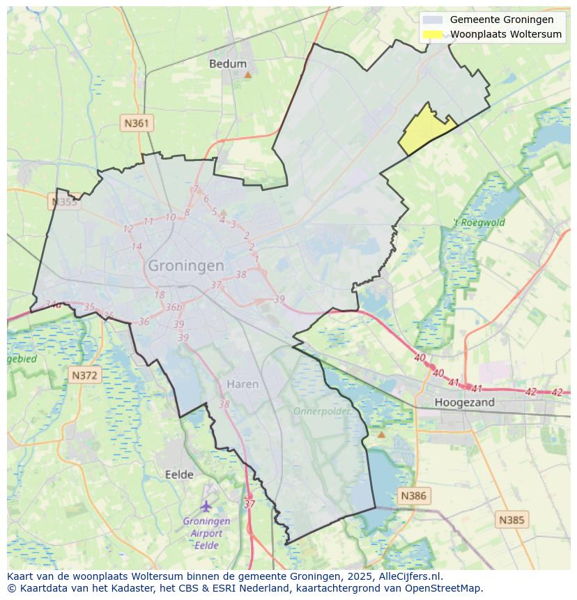 Afbeelding van de woonplaats Woltersum op de kaart.
