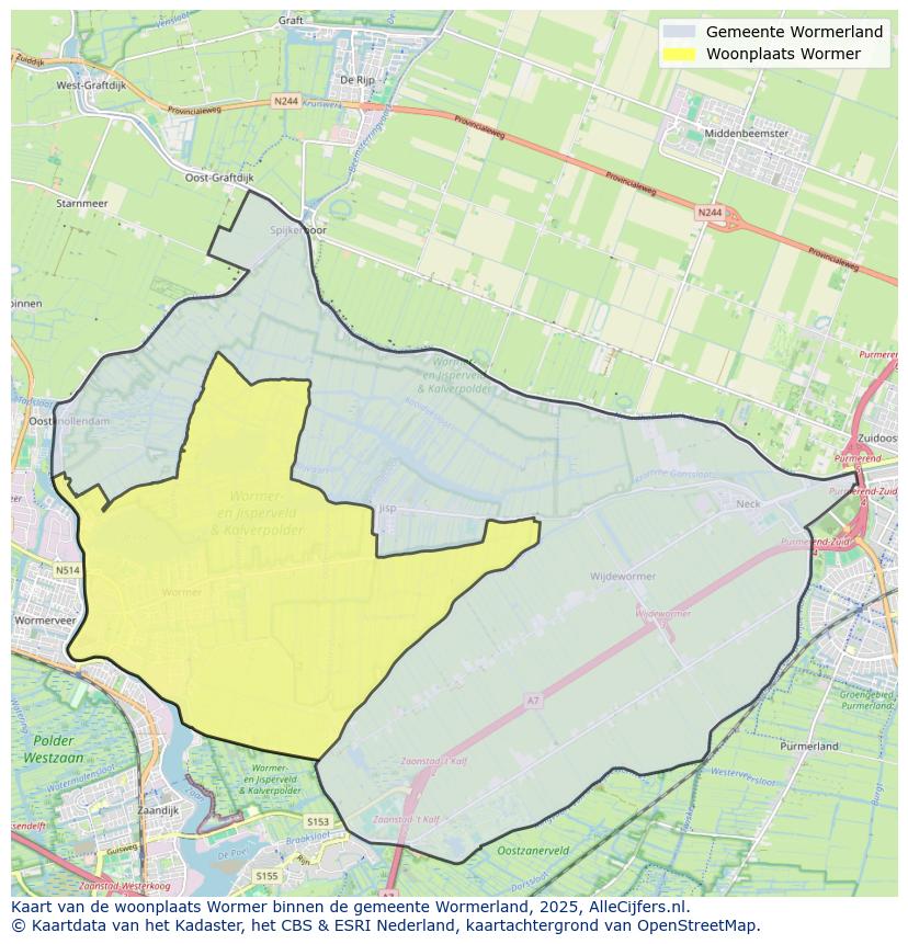 Afbeelding van de woonplaats Wormer op de kaart.