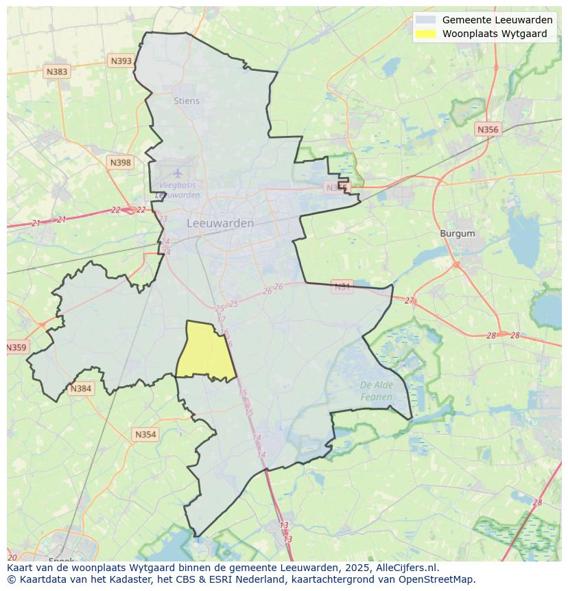 Afbeelding van de woonplaats Wytgaard op de kaart.