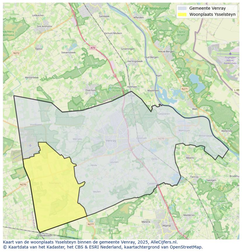 Afbeelding van de woonplaats Ysselsteyn op de kaart.