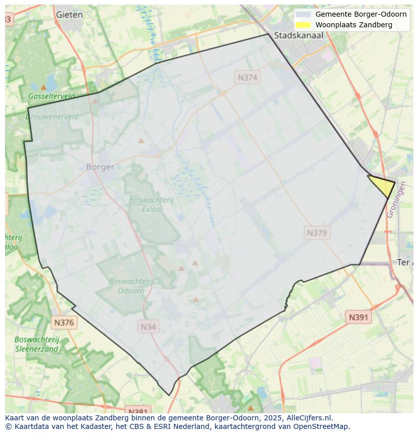 Afbeelding van de woonplaats Zandberg op de kaart.